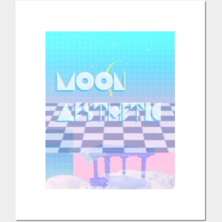 Vaporwave Design Moon Aesthetic Posters and Art